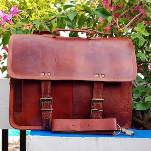 Borsa a tracolla in pelle da 15&quot;: valigetta per laptop effetto invecchiato, regalo per ufficio