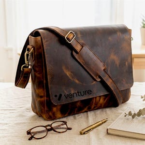 16" Leather Messenger, Top Grain Buffalo Distressed Leather Satchel, Office Briefcase, Handmade Laptop Bag, Professional Crossbody Bag Men