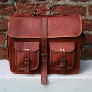 Bolso bandolera de cuero de 16 pulgadas, maletín para computadora portátil, maletín de oficina, regalo para hombres, bolso de hombro desgastado para computadora