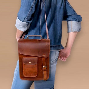 Sac messager personnalisé en cuir pour ordinateur portable, sacoche de bureau, cadeau pour homme, sac à bandoulière effet vieilli, cartable vintage, sac décontracté