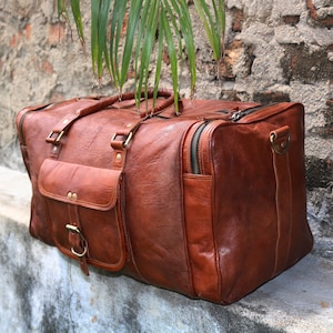 Personalized Leather Duffle Bag Travel Carry-on Luggage overnight Gym weekender bag Unique groomsmen gift Oversized duffel Bag