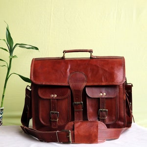Bolso bandolera de cuero de 15 pulgadas, maletín para computadora portátil, maletín de oficina, regalo para hombres, bolso de hombro desgastado para computadora