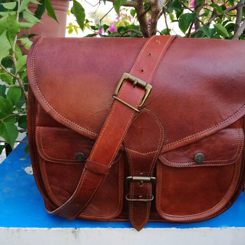 13" Leather Saddle Bag - Small Cross Body Bag Laptop Bag Gift For Her Ladies Womens Handmade Purse Ladies bag