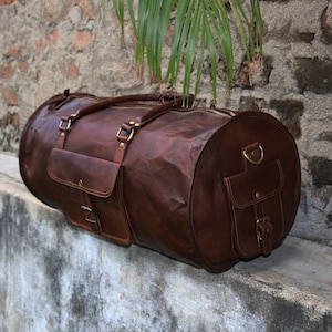 Personalized Leather Duffle Bag Travel Carry-on Luggage overnight Gym weekender bag Unique groomsmen gift Oversized duffel Bag
