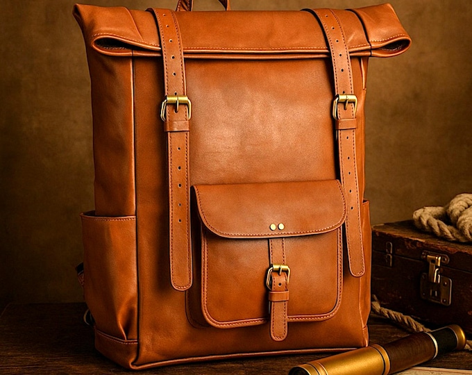 Personalized Leather Backpack, Brown Leather Backpack, Rucksack, Vintage Men Leather Backpack, Hipster Backpack gift for him her, Laptop Bag