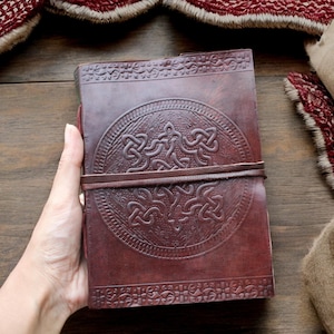 Personalise Celtic Knot Emboss Leather Journal Handmade Blank Notebook Sketchbook Grimoire Gift for kid him/her Travel Vintage Diary Planner