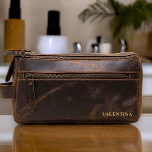 Kit Dopp personnalisé en cuir, trousse de toilette en cuir pour homme, cadeau garçon d'honneur, trousse de toilette pour homme, trousse à cosmétiques, trousse de voyage en cuir, cadeau pour lui