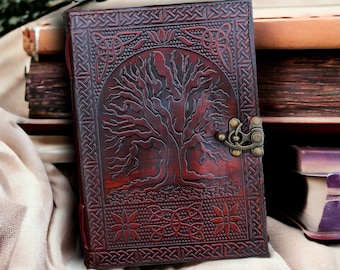 Handcrafted Tree of Life Emboss Leather Journal Blank Notebook Sketchbook Christmas Gift for kid, him/her Personalized Travel Vintage Diary