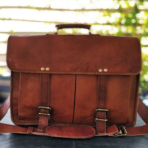 Rustic Leather Laptop Messenger Bag Leather Briefcase Bag - Etsy