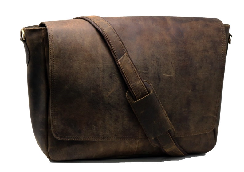 Sac messager personnalisé fait main en cuir véritable sac d'ordinateur portable sac à bandoulière pour homme cadeau pour homme sac de bureau porte-documents de travail grand sac rustique image 2