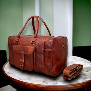 Personalized Leather Duffle Bag Travel Carry-on Luggage overnight Gym weekender bag Unique groomsmen gift Oversized duffel Bag