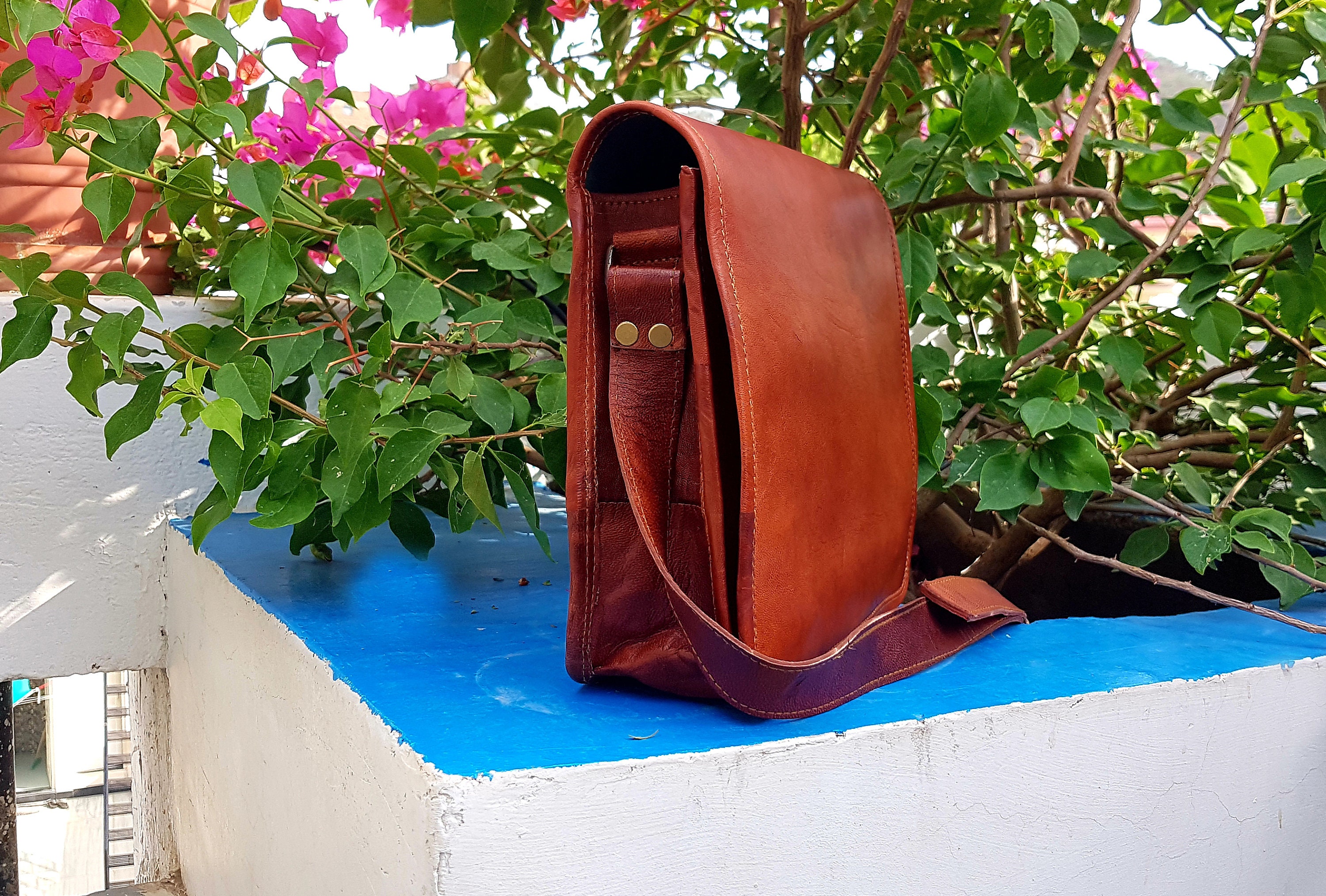 11' Personalized Genuine Leather Messenger Bag Laptop Bag Etsy