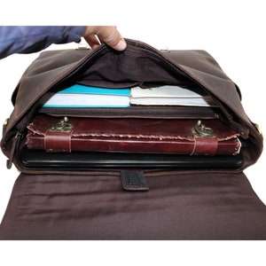 Personalized Genuine Leather Messenger Bag Laptop Bag Shoulder Bag for Women Gift for Men Office Bag Work Briefcase Large Satchel Rustic Bag image 6