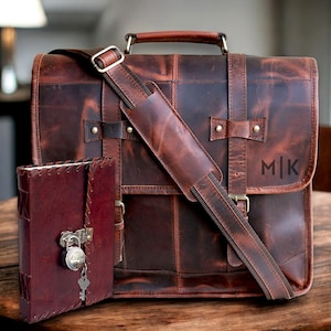 Lot - Sac messager personnalisé en cuir véritable Sac pour ordinateur portable Sac à bandoulière pour femme Cadeau pour homme Sac de bureau Porte-documents de travail Grande sacoche
