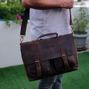 Personalized Genuine Leather Messenger Bag Laptop Bag Shoulder - Etsy