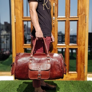 Personalized Leather Duffle Bag Travel Carry-on Luggage overnight Gym weekender bag Unique groomsmen gift Oversized duffel Bag
