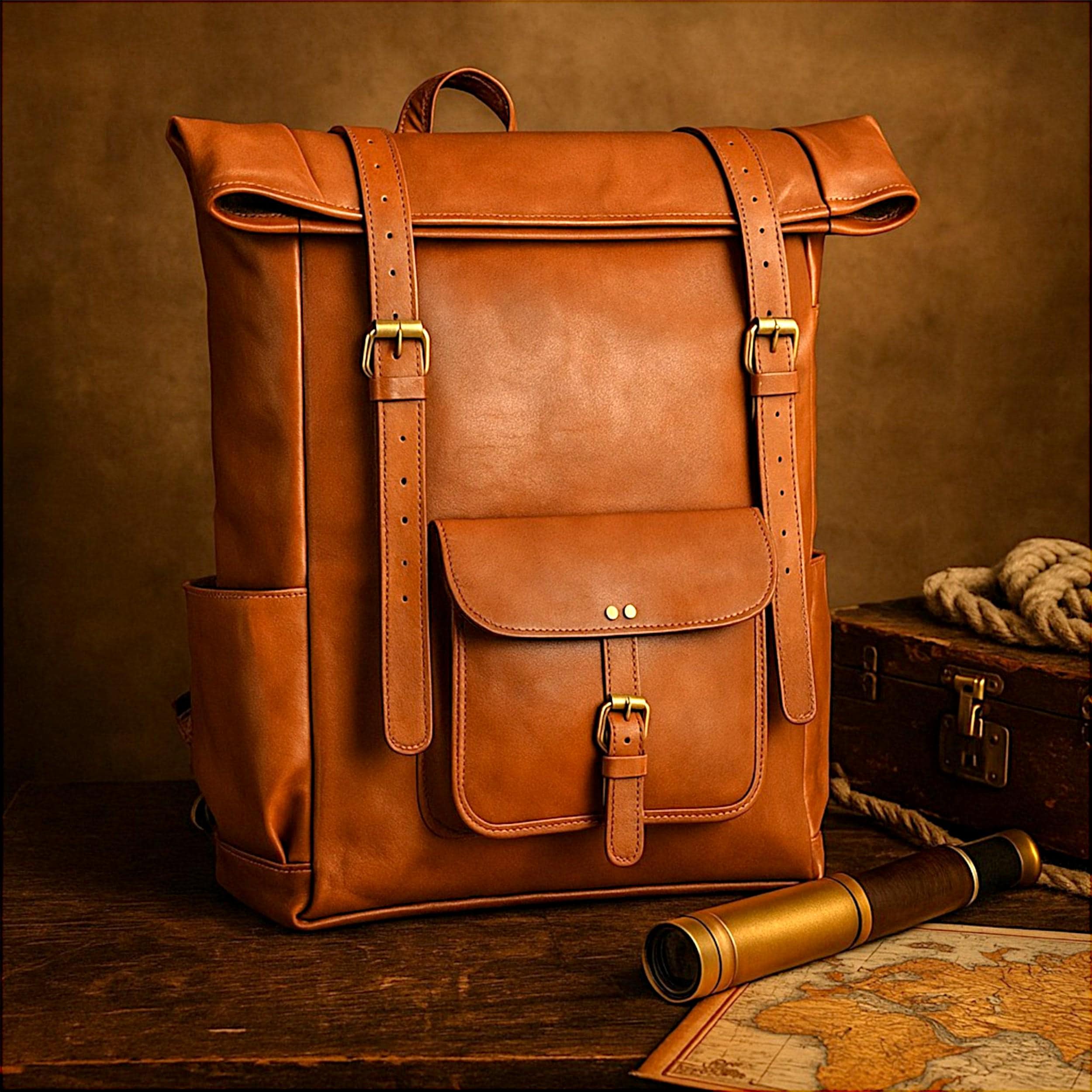 Brown leather backpack - Etsy 日本