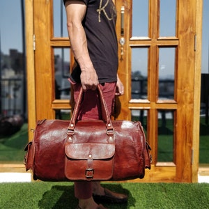 Personalized Leather Duffle Bag Travel Carry-on Luggage overnight Gym weekender bag Unique groomsmen gift Oversized duffel Bag