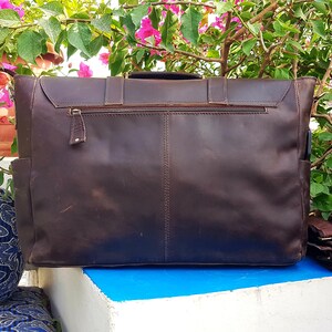 Personalized Genuine Leather Messenger Bag Laptop Bag Shoulder Bag for Women Gift for Men Office Bag Work Briefcase Large Satchel Rustic Bag image 3