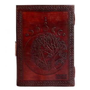 Personalized refillable leather-bound journal, Scrapbook, Travelers diary, adventure journal, keepsake for memories, planner or organiser feature intricately designed Circular motifs on the back cover for vintage look.