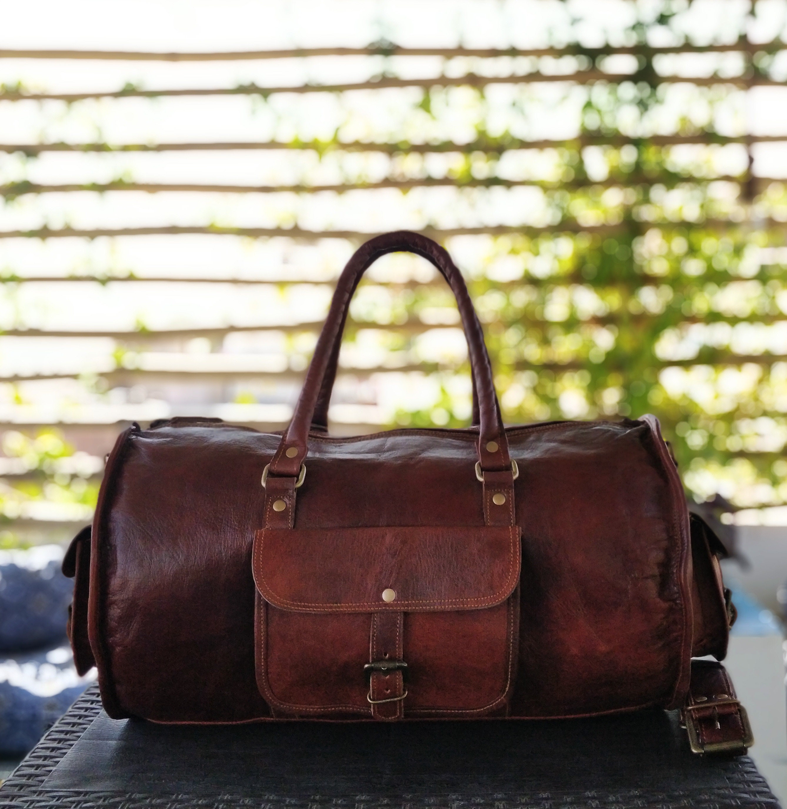 18 Leather Duffle Bag Travel Carry-on Luggage Overnight | Etsy
