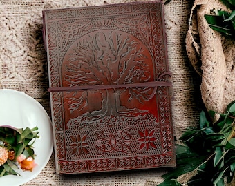 Handcrafted Tree of Life Emboss Leather Journal Blank Notebook Sketchbook Christmas Gift for kids, him/her Personalized Travel Vintage Diary