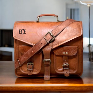 Borsa a tracolla in pelle da 15 pollici, custodia per laptop, valigetta da ufficio, regalo per uomo, borsa a tracolla invecchiata per computer