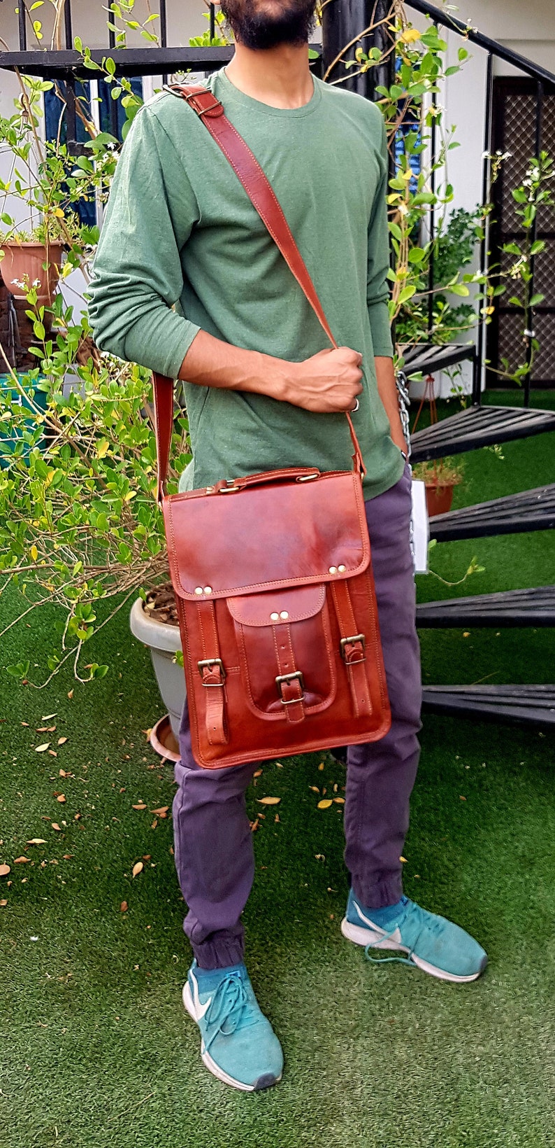 15 Leather Messenger Bag Laptop Case Office Briefcase Etsy