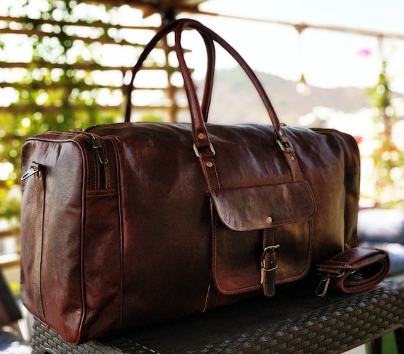 Oversized leather duffle bag sale