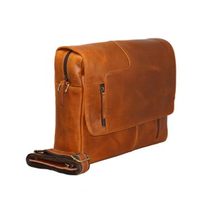 Personalized Handmade Genuine Leather Messenger Bag Laptop Bag Shoulder Bag for men Gift for Men Office Bag Work Briefcase Large Rustic Bag image 4