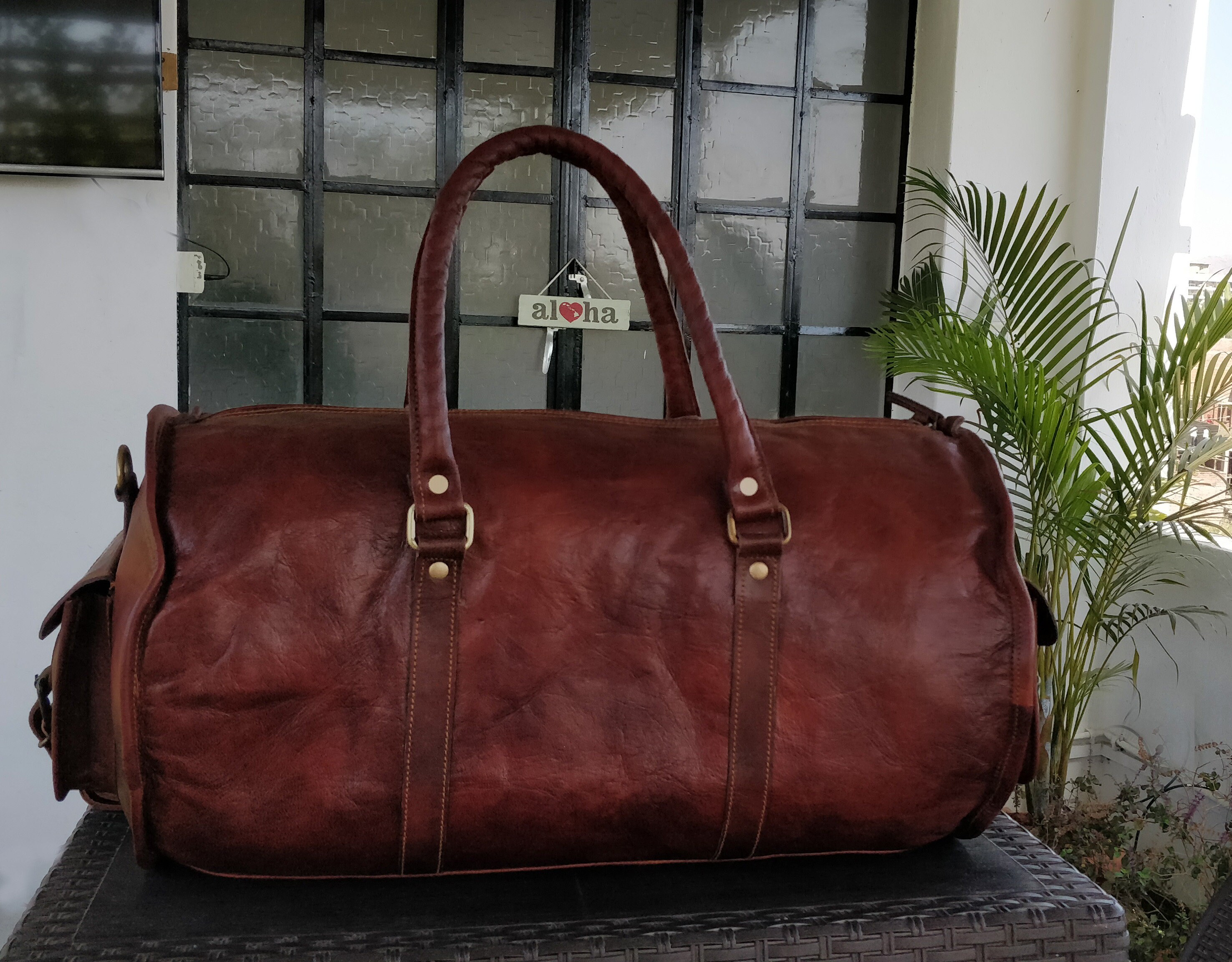 18 Leather Duffle Bag Travel Carryon Luggage Overnight Etsy
