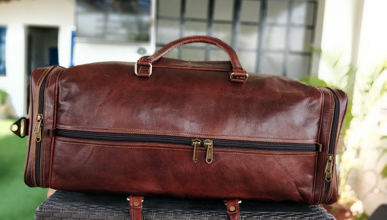 24 Leather Duffle Bag Travel Carry-on Luggage Overnight | Etsy