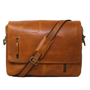 Personalized Handmade Genuine Leather Messenger Bag Laptop Bag Shoulder Bag for men Gift for Men Office Bag Work Briefcase Large Rustic Bag image 2