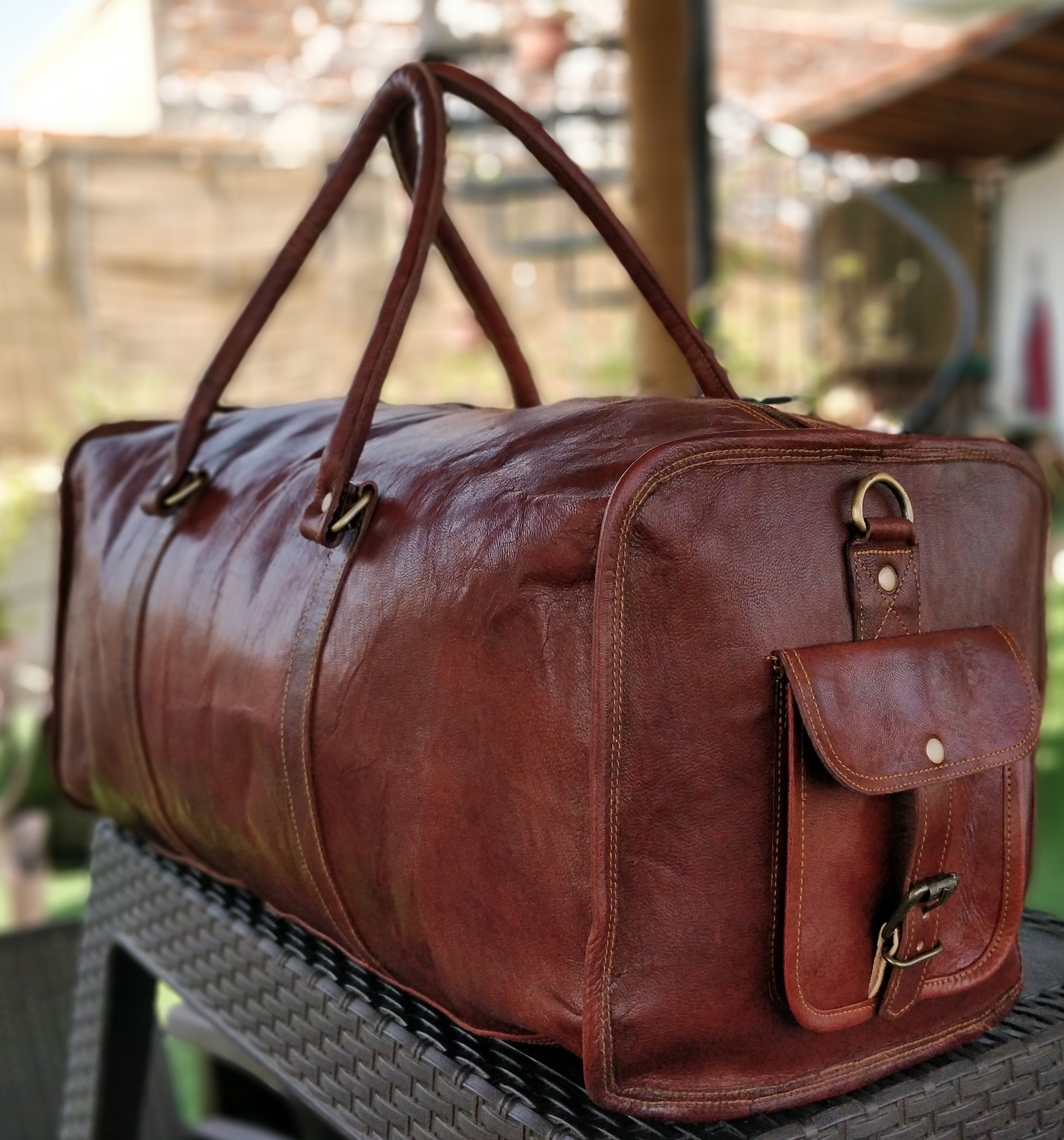 small leather carry on bag