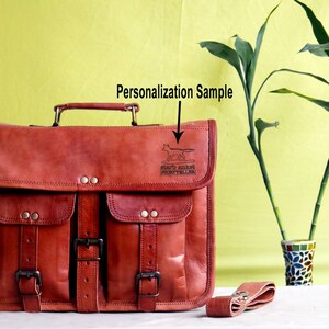 14 Leather Messenger Bag Laptop case Office Briefcase Gift for Men Computer Distressed Shoulder Bag image 10