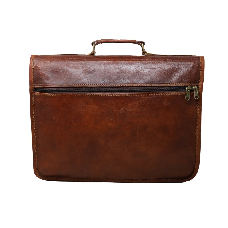 14 Leather Messenger Bag Laptop case Office Briefcase Gift for Men Computer Distressed Shoulder Bag image 6