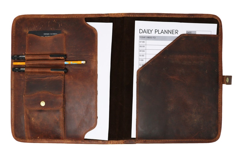 Handmade Leather Padfolio Portfolio Leather File Organizer Etsy