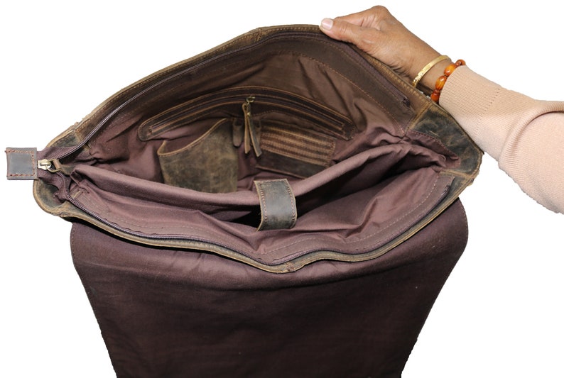 Personalized Handmade Genuine Leather Messenger Bag Laptop Bag Shoulder Bag for Men Gift for Men Office Bag Work Briefcase Large Rustic Bag image 5