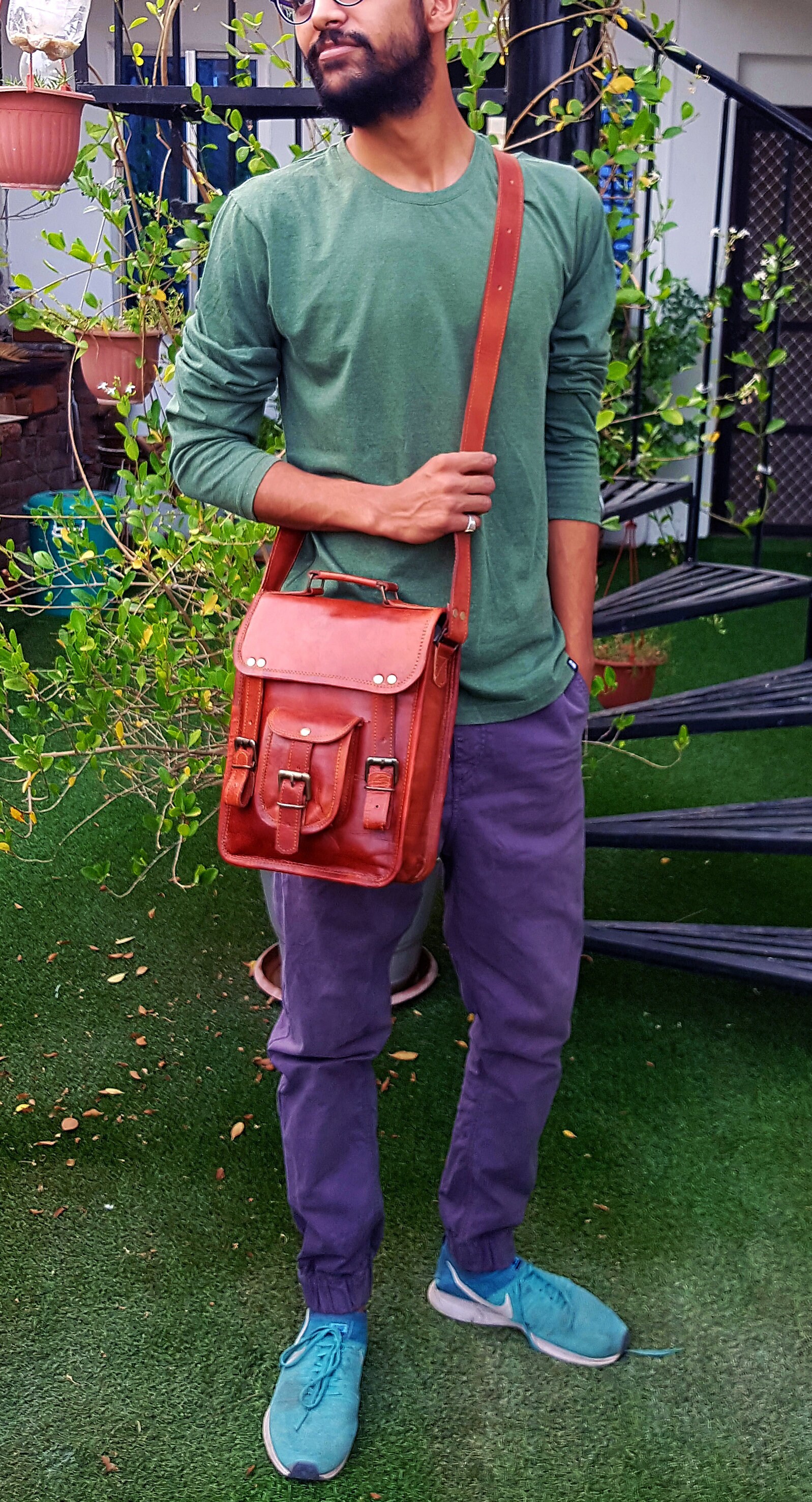 Small Leather messenger bag shoulder bag cross body vintage Etsy