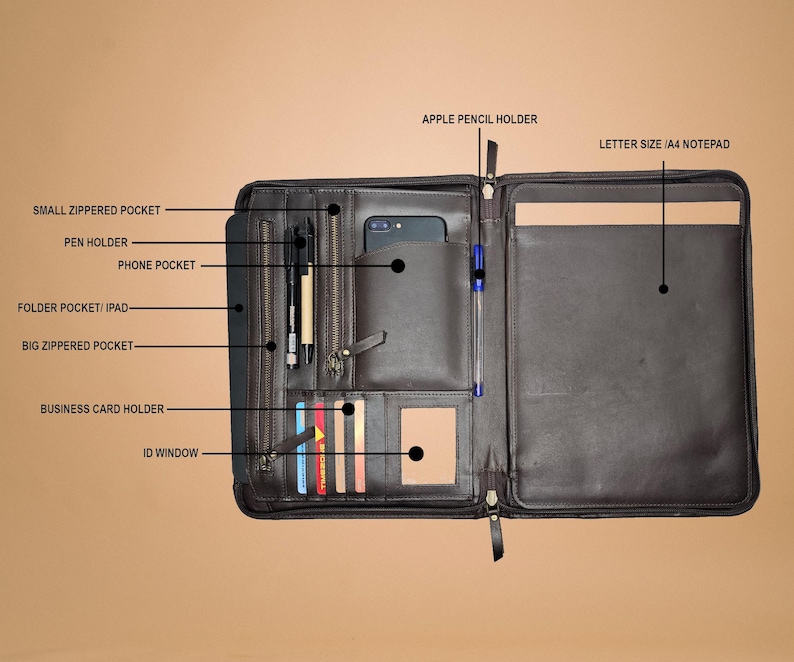 Leather padfolio Professional portfolio Business Executive Zippered padfolio portfolio Padfolio with tablet holder Document organizer Padfolio with notepad Legal Business organizer Interview padfolio Travel Corporate Slim Personalized portfolio
