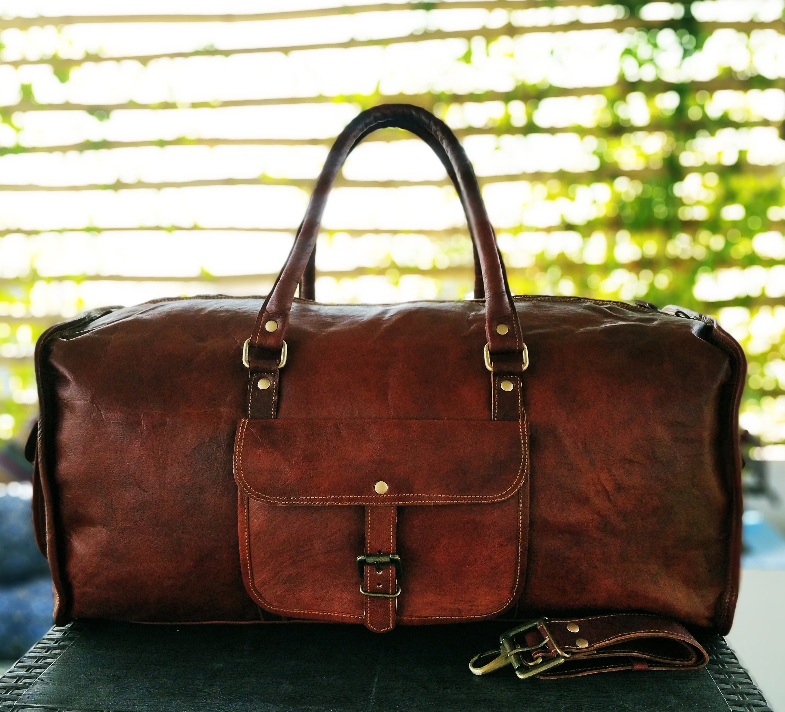 22 Leather Duffle Bag Travel Carry-on Luggage overnight | Etsy