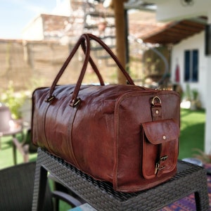 Personalized Leather Duffle Bag Travel Carry-on Luggage overnight Gym weekender bag Unique groomsmen gift Oversized duffel Bag