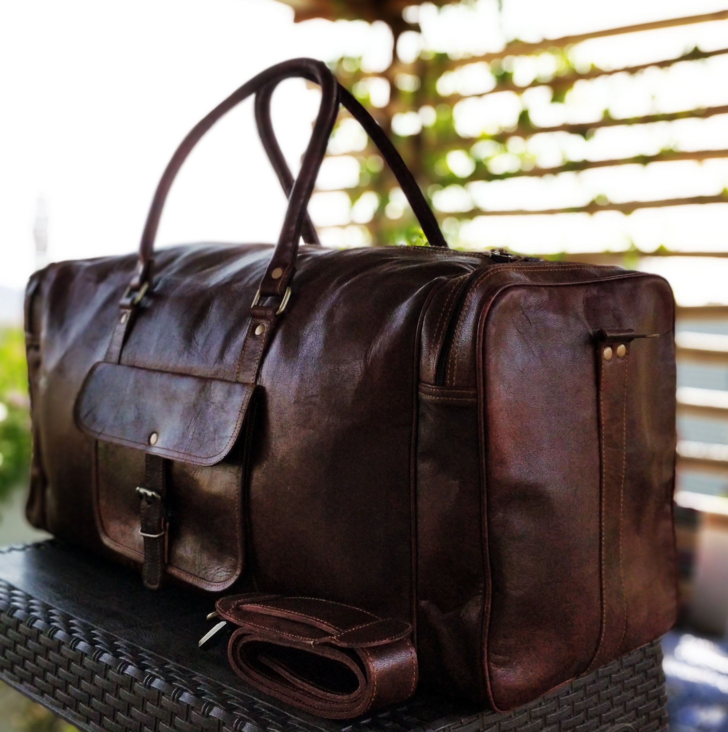 24 Leather Duffle Bag Travel Carry-on Luggage Overnight | Etsy