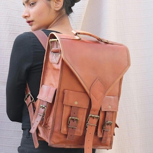 Mochila de cuero convertible hecha a mano, mochila de cuero marrón, mochila de viaje, bolso para portátil, bolso bandolera personalizado, maletín de oficina