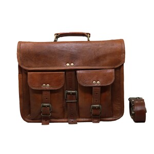 14 Leather Messenger Bag Laptop case Office Briefcase Gift for Men Computer Distressed Shoulder Bag image 5