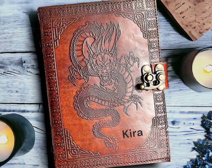 Personalised Shenron Dragon Ball Z Leather Journal Blank Notebook Sketchbook Christmas Gift Cosplay Grimoire Book of Shadows Traveller Diary