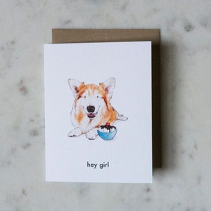 Corgi Hey Girl Card - San Valentín y Aniversario