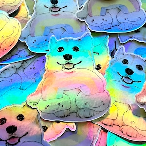 Corgi Rainbow Hologram Sticker