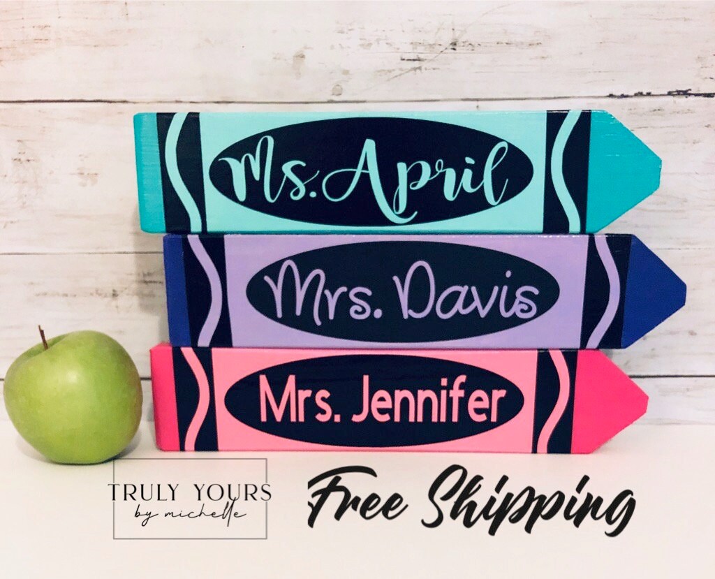 Teacher Crayon Name Plate, Personalized Teacher Gifts, Crayon Name