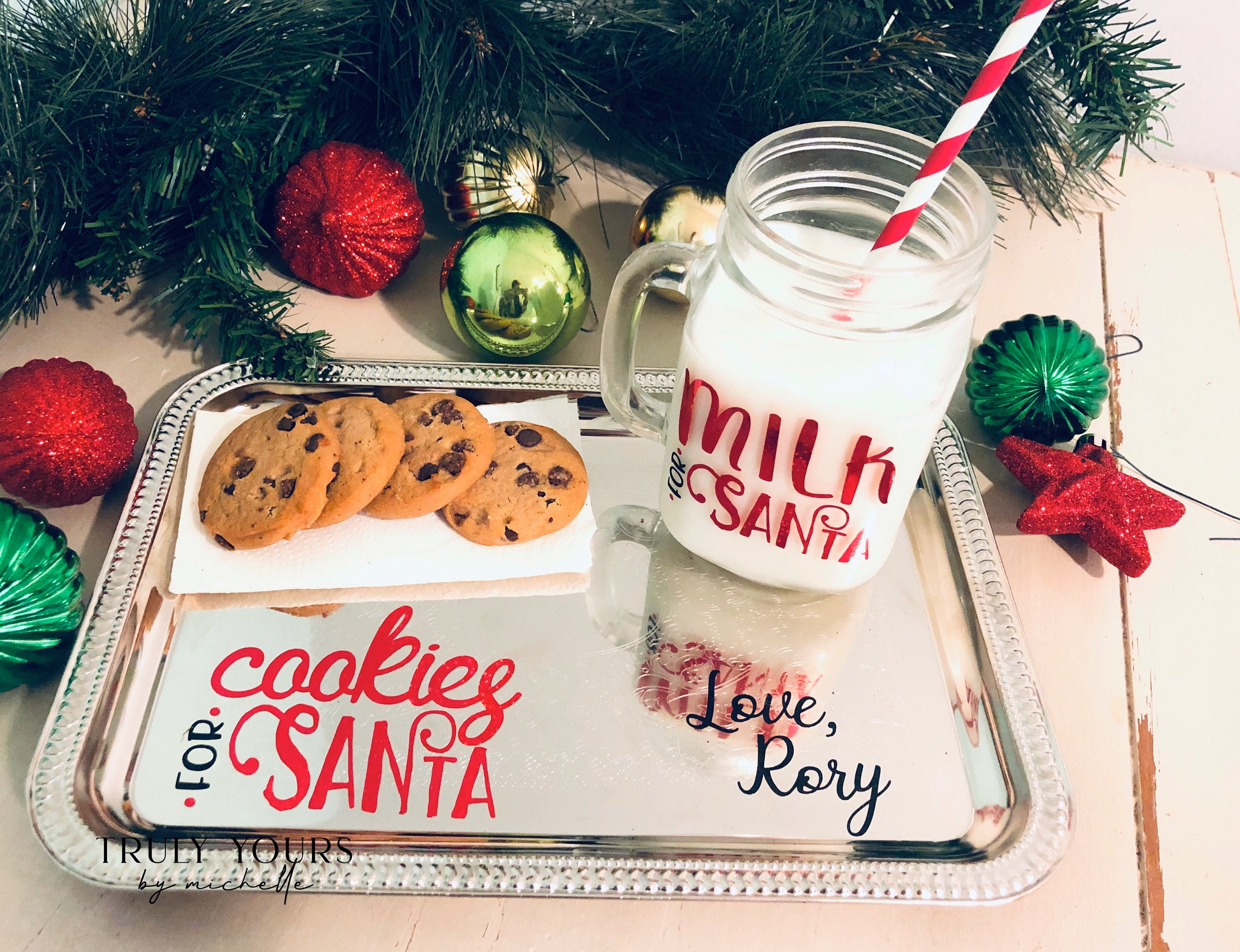 Personalized Milk and Cookies for Santa / Cookie Tray With Etsy